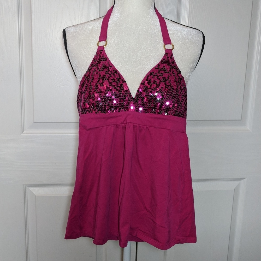 Bra Tops brand tie neck tank with sequins XS
